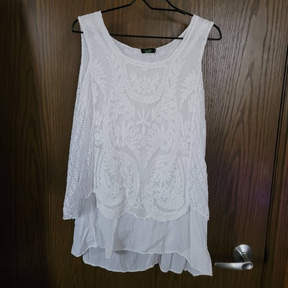 Cherishh Tops - Cherishh Made in Italy White Lace Embroidered Tank Top *** No Size Tag ***